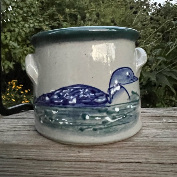 Great Bay Pottery Small Loon Crock 2002 NH - Picture 8 of 9